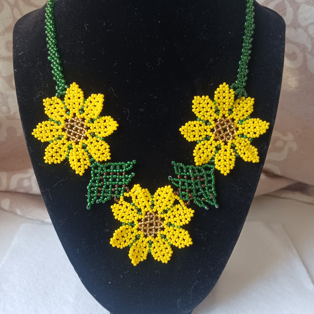 Sunflower Beaded Necklace